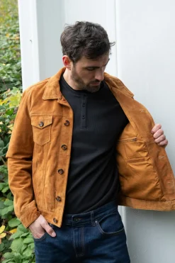 Blouson Homme Serge Pariente Jeans Jacket Suede Cognac