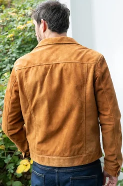 Blouson Homme Serge Pariente Jeans Jacket Suede Cognac