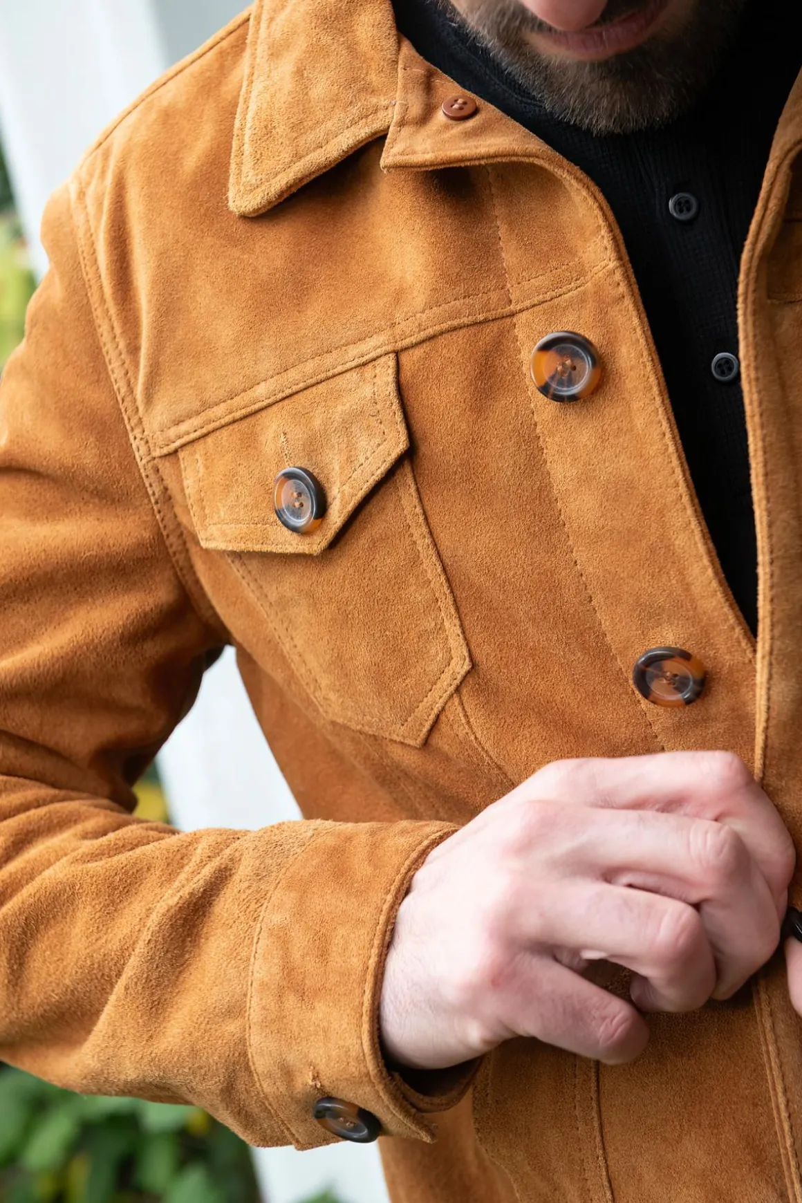 Blouson Homme Serge Pariente Jeans Jacket Suede Cognac
