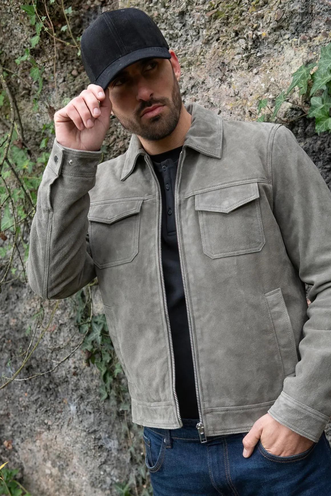 Blouson Homme Serge Pariente Creed Suede Anthracite