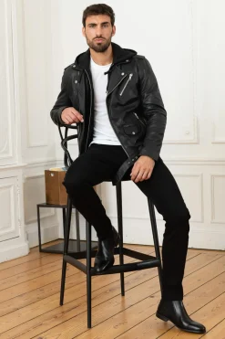 Blouson Homme Serge Pariente Rocker Hood Black