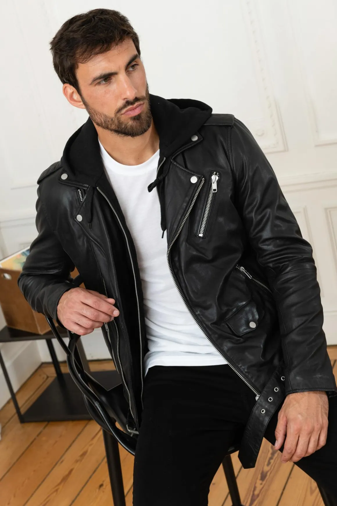 Blouson Homme Serge Pariente Rocker Hood Black