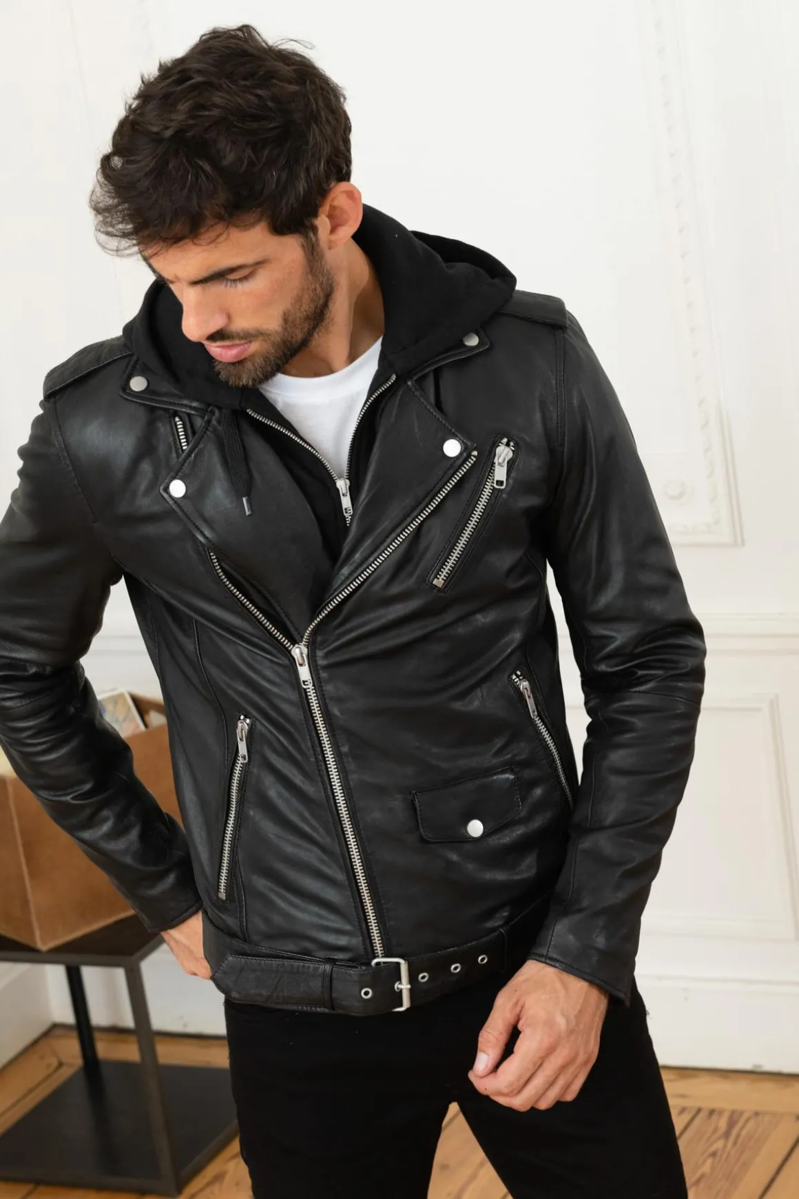 Blouson Homme Serge Pariente Rocker Hood Black