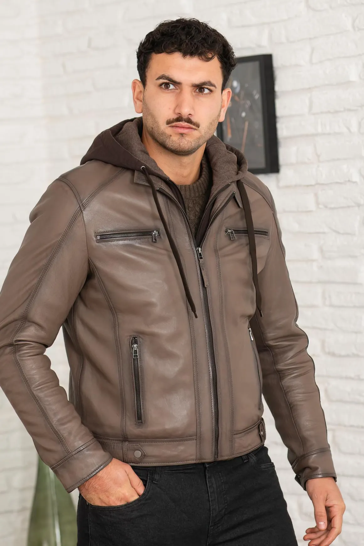 Blouson Homme Serge Pariente Erico Hood Taupe