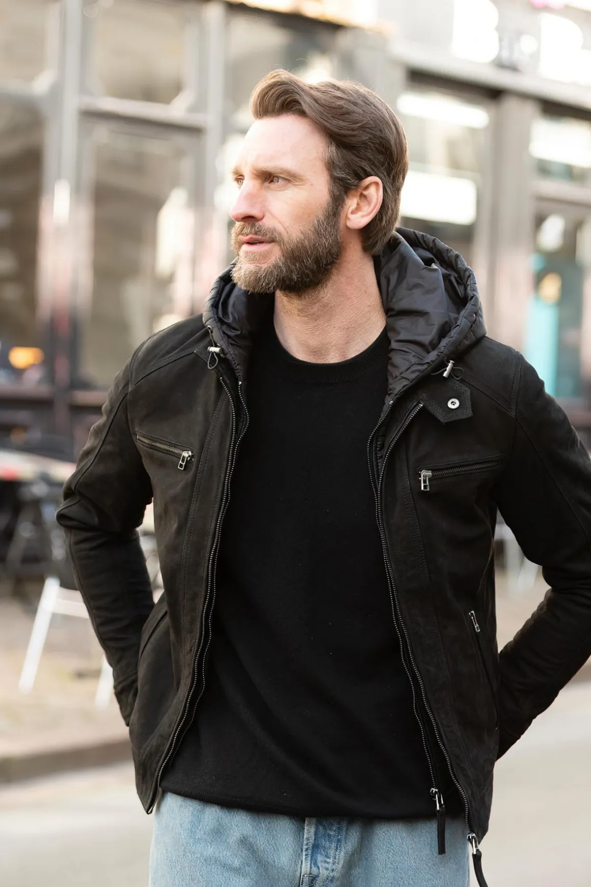 Blouson Homme Serge Pariente Erico Buff Nubuck Black