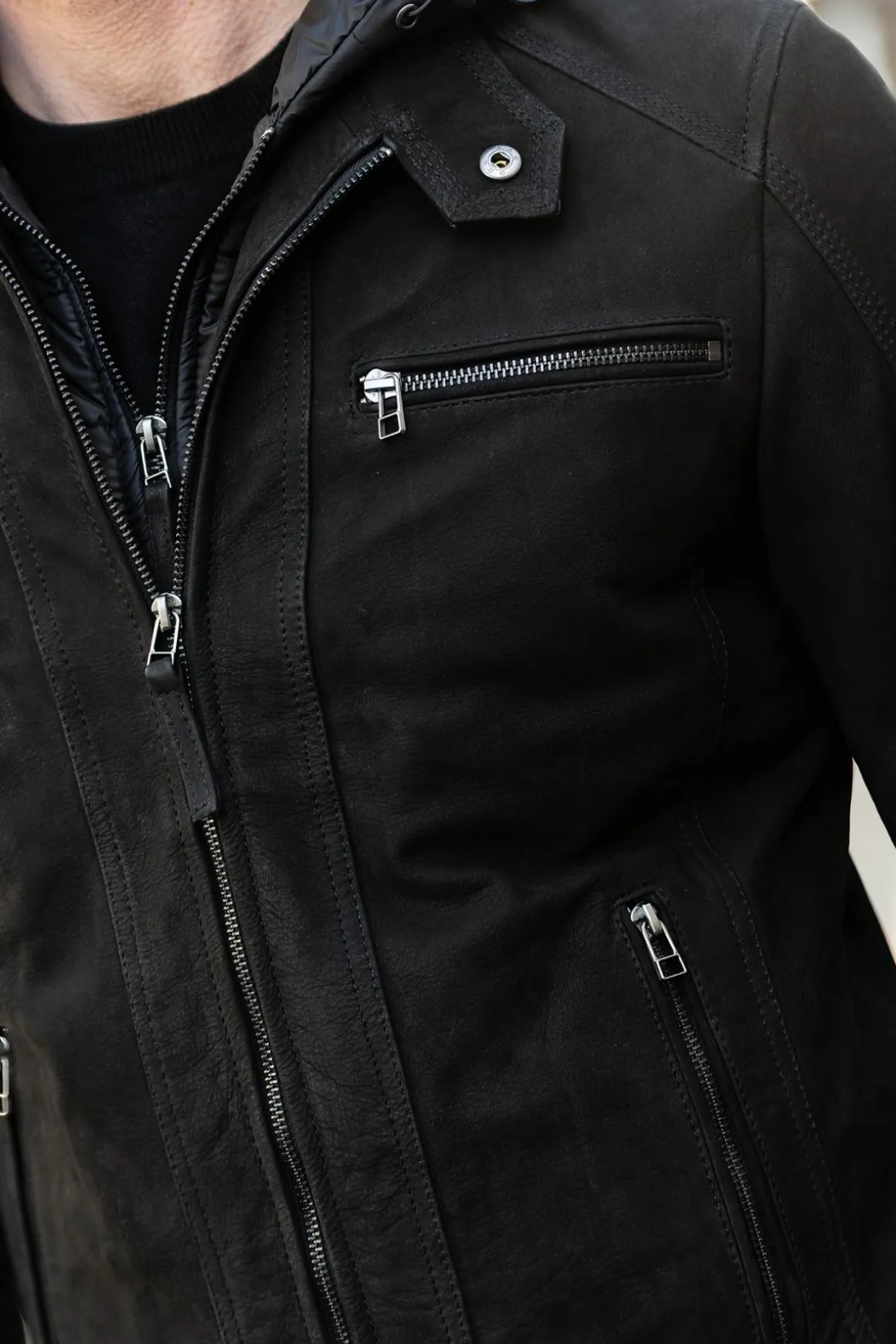 Blouson Homme Serge Pariente Erico Buff Nubuck Black