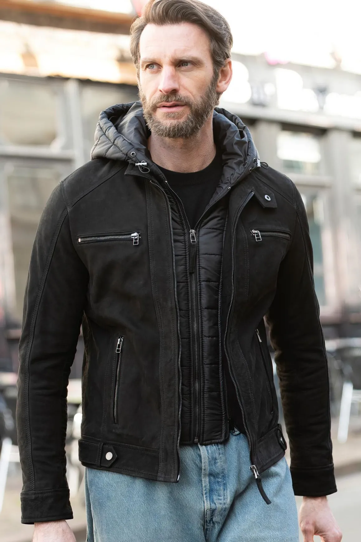 Blouson Homme Serge Pariente Erico Buff Nubuck Black