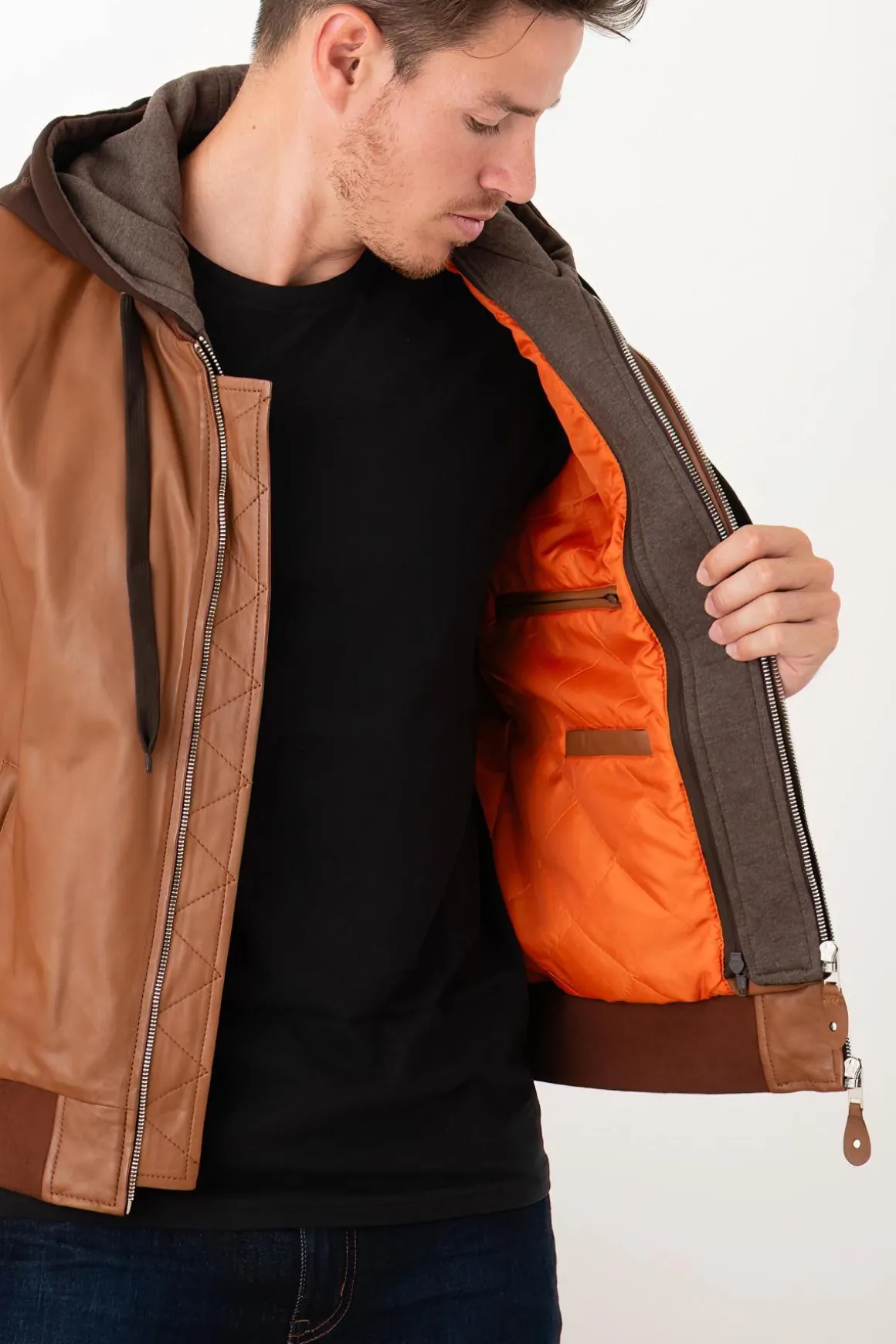 Blouson Homme Serge Pariente Balle Hood Cognac