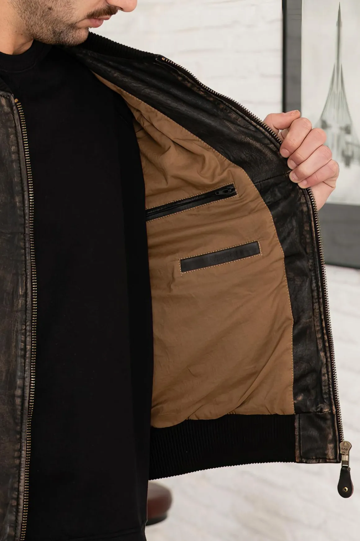 Blouson Homme Serge Pariente Bonbon Beige/Black