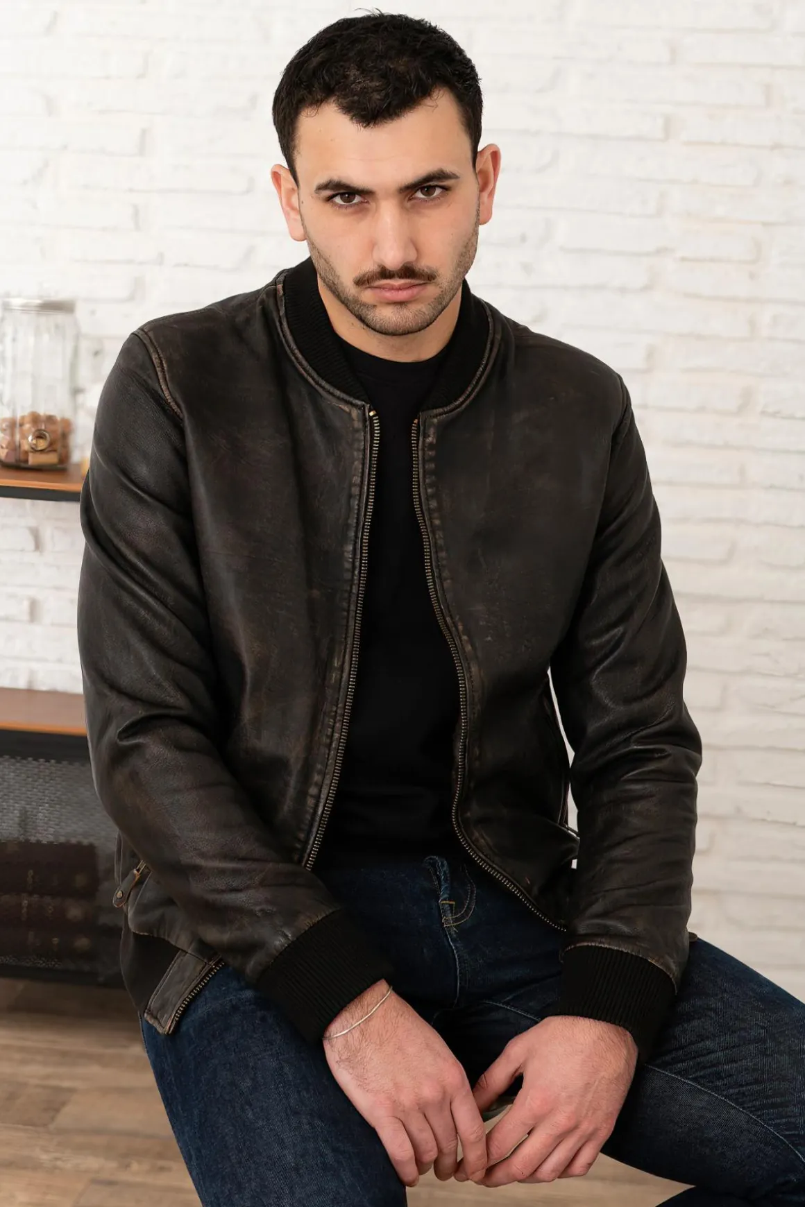 Blouson Homme Serge Pariente Bonbon Beige/Black