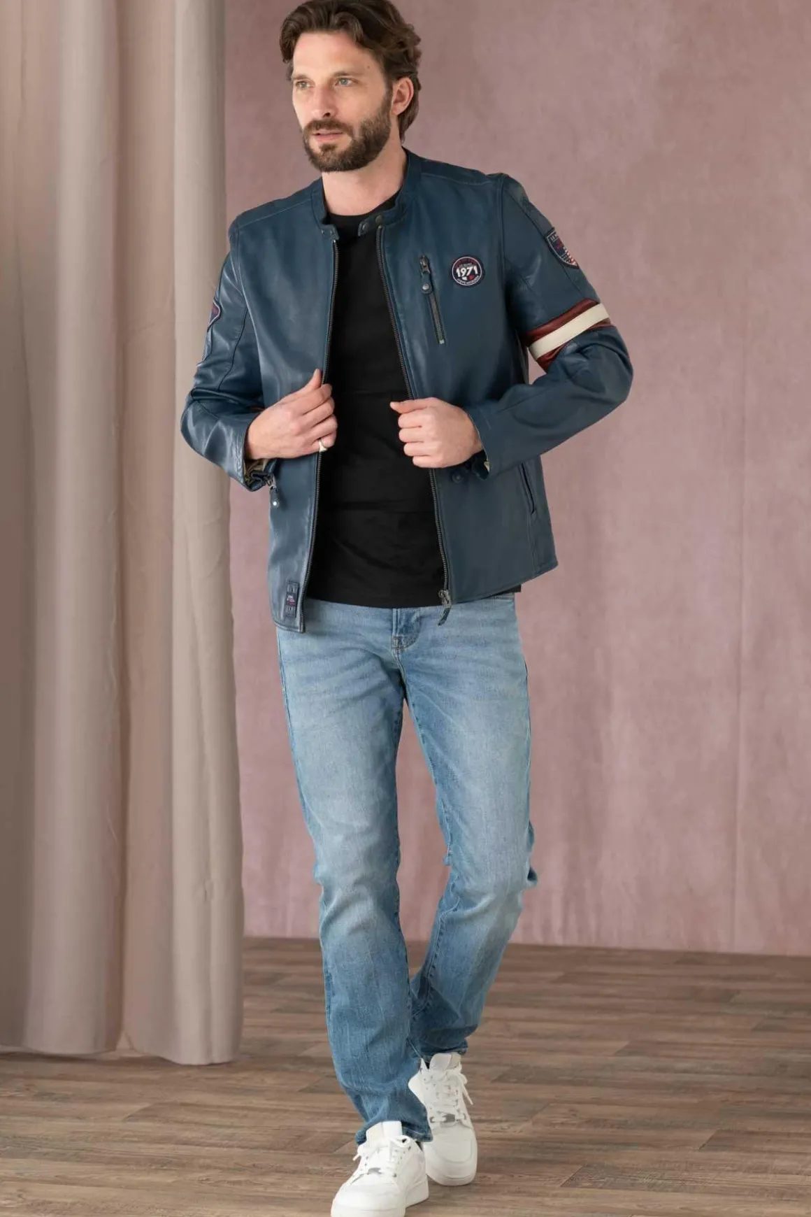 Blouson Homme Steve Mcqueen Gary Sheep Crown Royal Blue