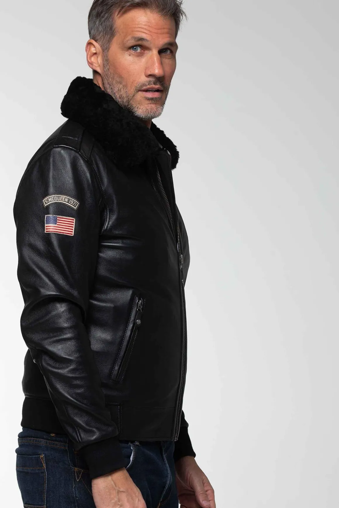 Blouson Homme Steve Mcqueen John Sheep Steve Mcqueen Crown Noir