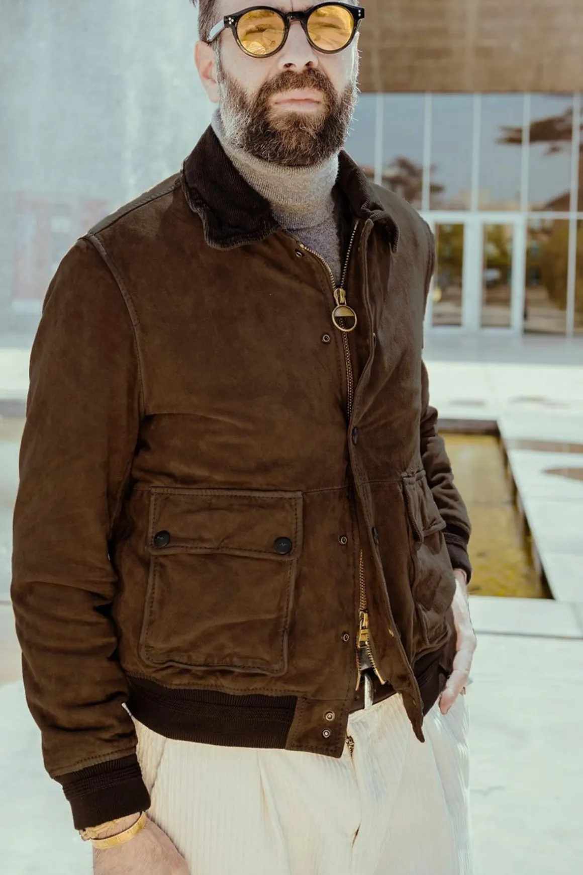 Blouson Homme The Jack Leathers Ottaviano + Tri Seasons Burned Suede Whisky