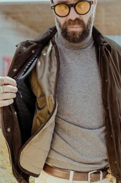 Blouson Homme The Jack Leathers Ottaviano + Tri Seasons Burned Suede Whisky