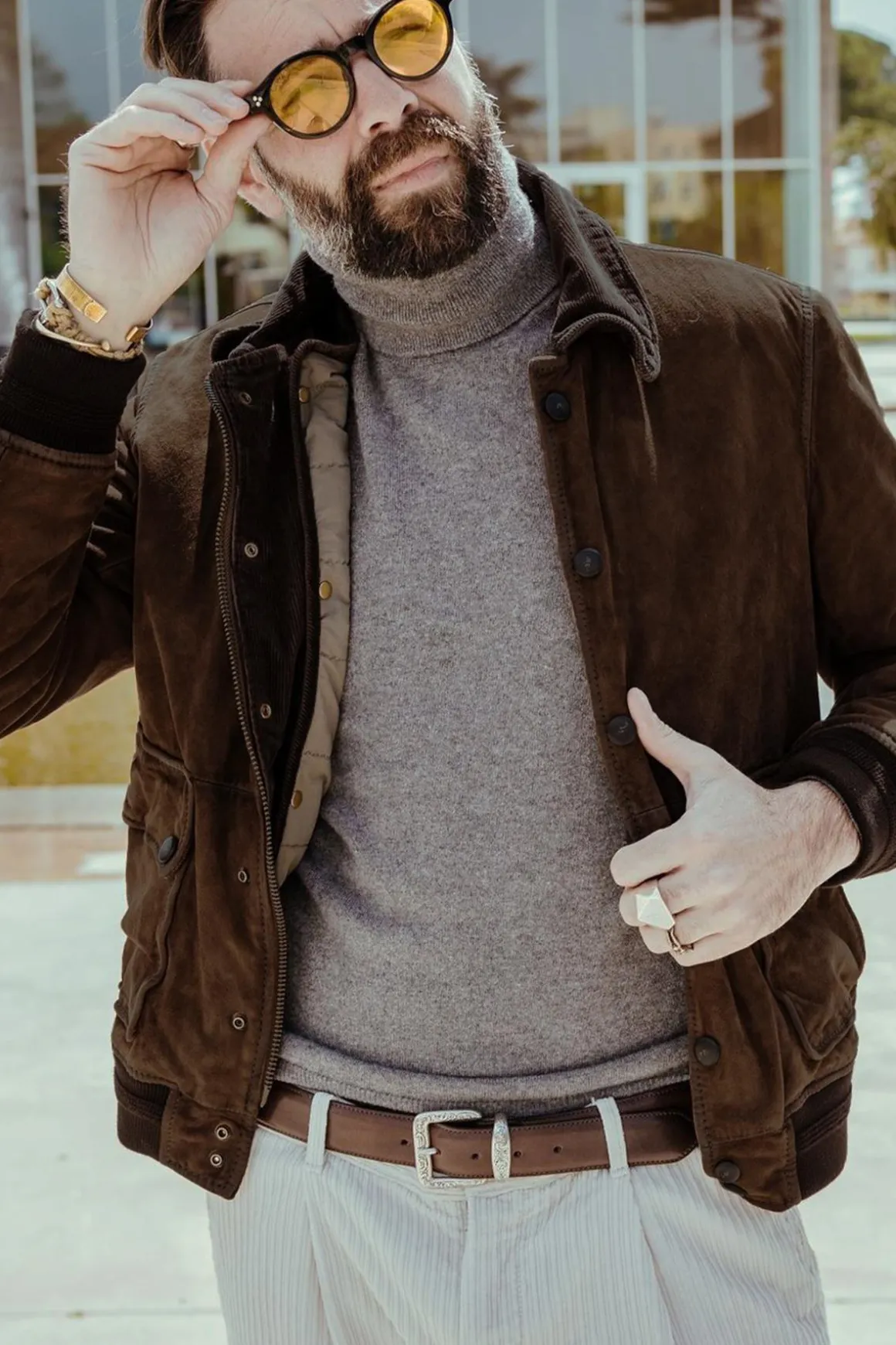 Blouson Homme The Jack Leathers Ottaviano + Tri Seasons Burned Suede Whisky