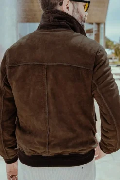 Blouson Homme The Jack Leathers Ottaviano + Tri Seasons Burned Suede Whisky