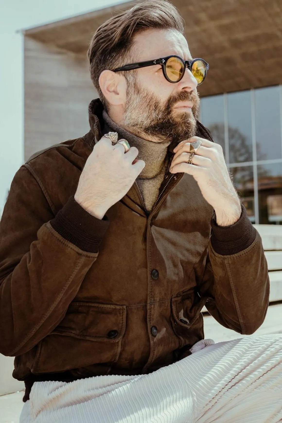 Blouson Homme The Jack Leathers Ottaviano + Tri Seasons Burned Suede Whisky