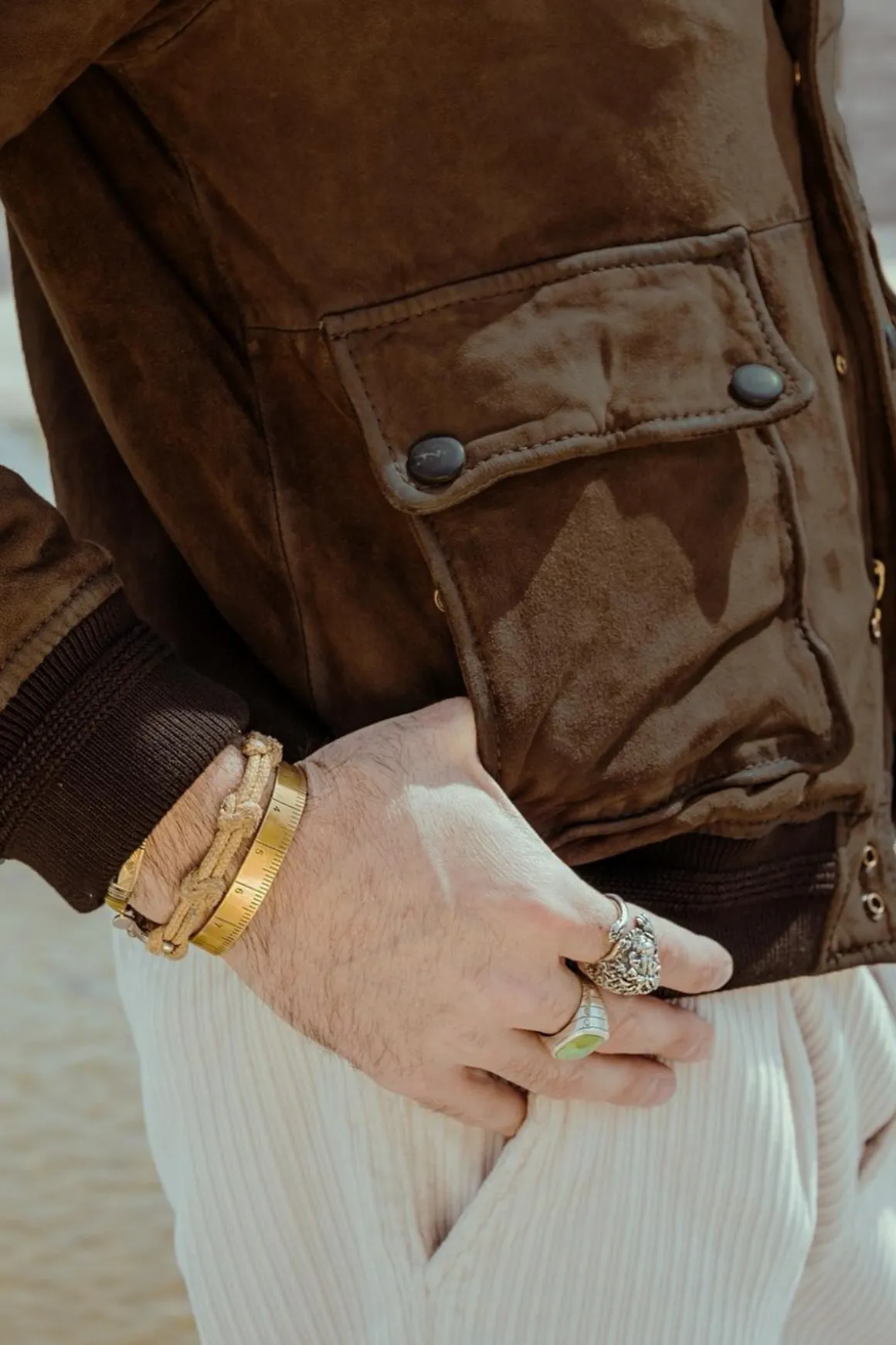 Blouson Homme The Jack Leathers Ottaviano + Tri Seasons Burned Suede Whisky