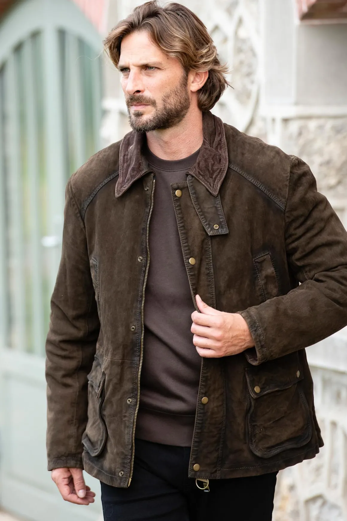 Blouson Homme The Jack Leathers Balmoral Burned Suede 2 Sottobosco
