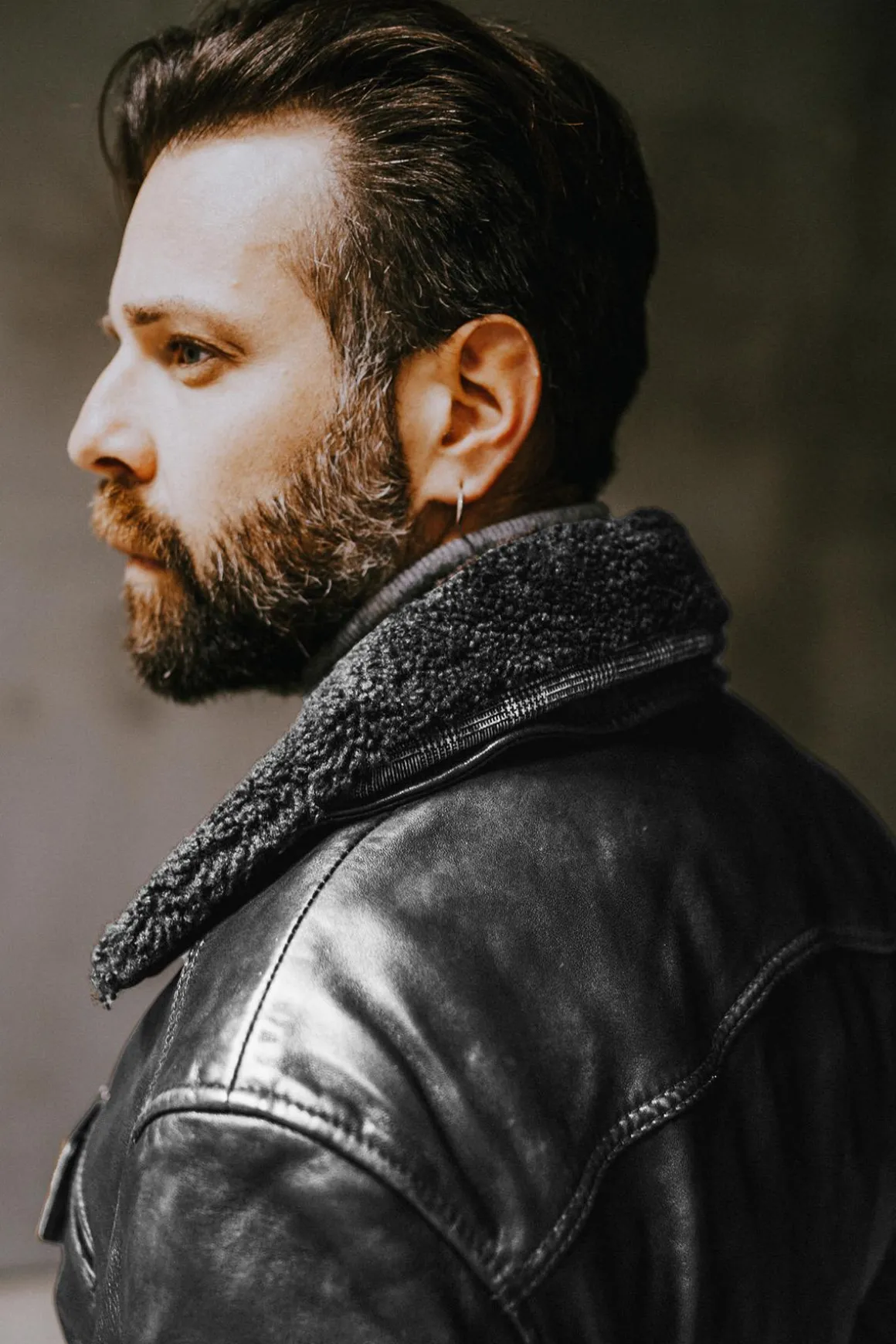 Blouson Homme The Jack Leathers Aviator Black +Collar Rub Off 046 Iron