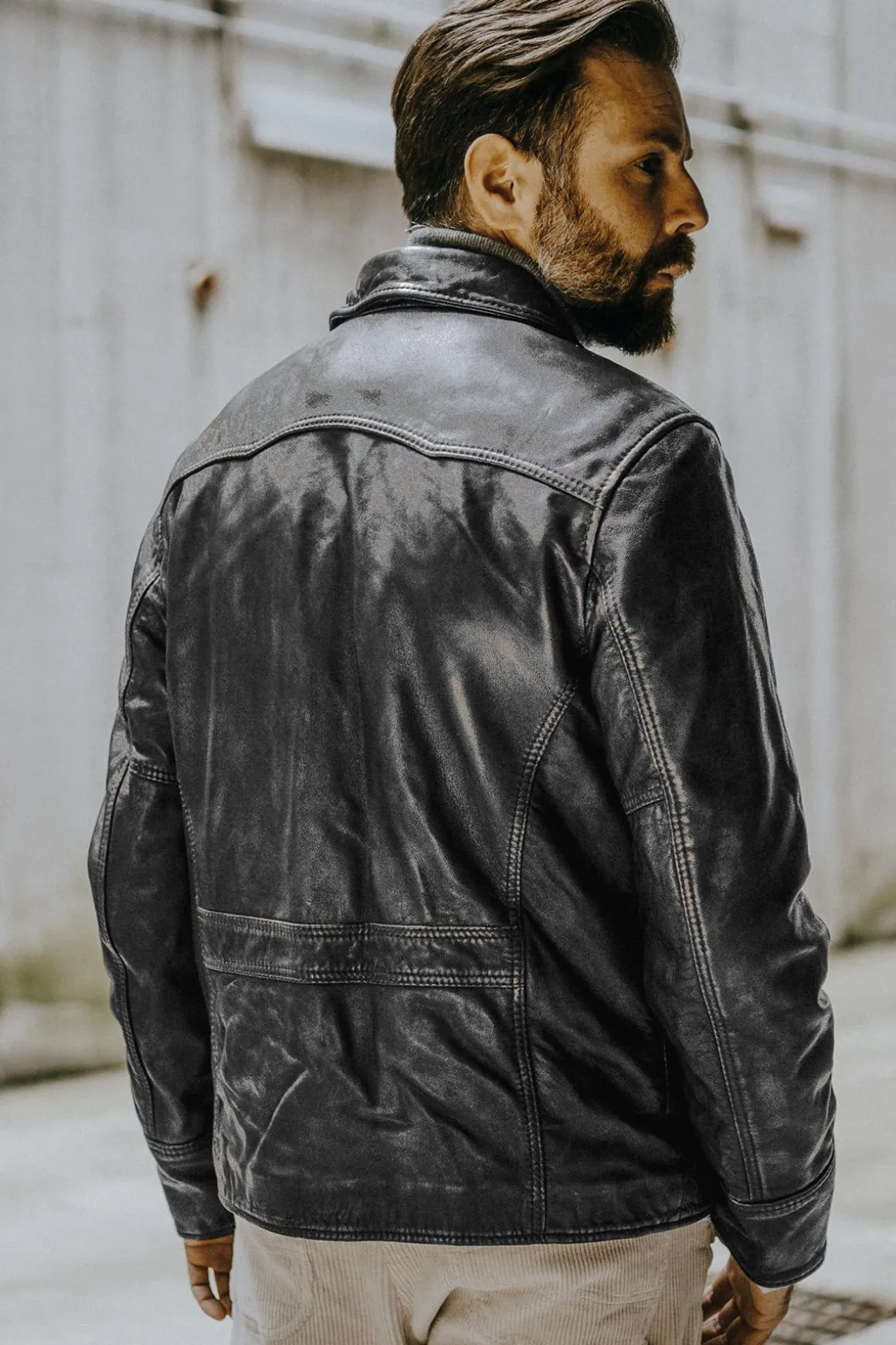 Blouson Homme The Jack Leathers Aviator Black +Collar Rub Off 046 Iron