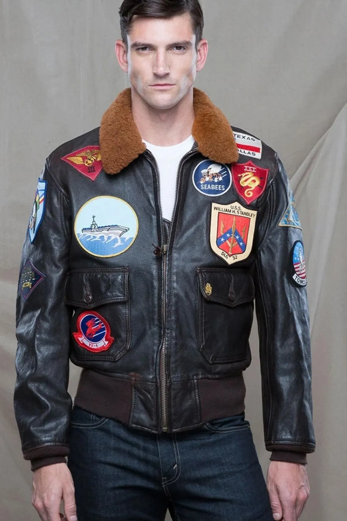 Blouson Homme Top Gun Z201036T Brown Movie Heroes Top Gun