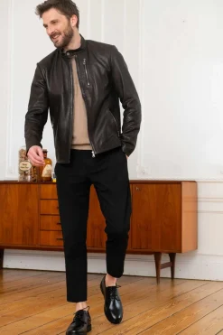 Blouson Homme Univers Du Luxe Miguel Agneau Noir Jumbo
