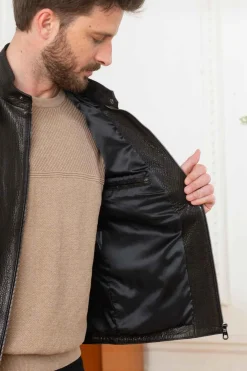 Blouson Homme Univers Du Luxe Miguel Agneau Noir Jumbo