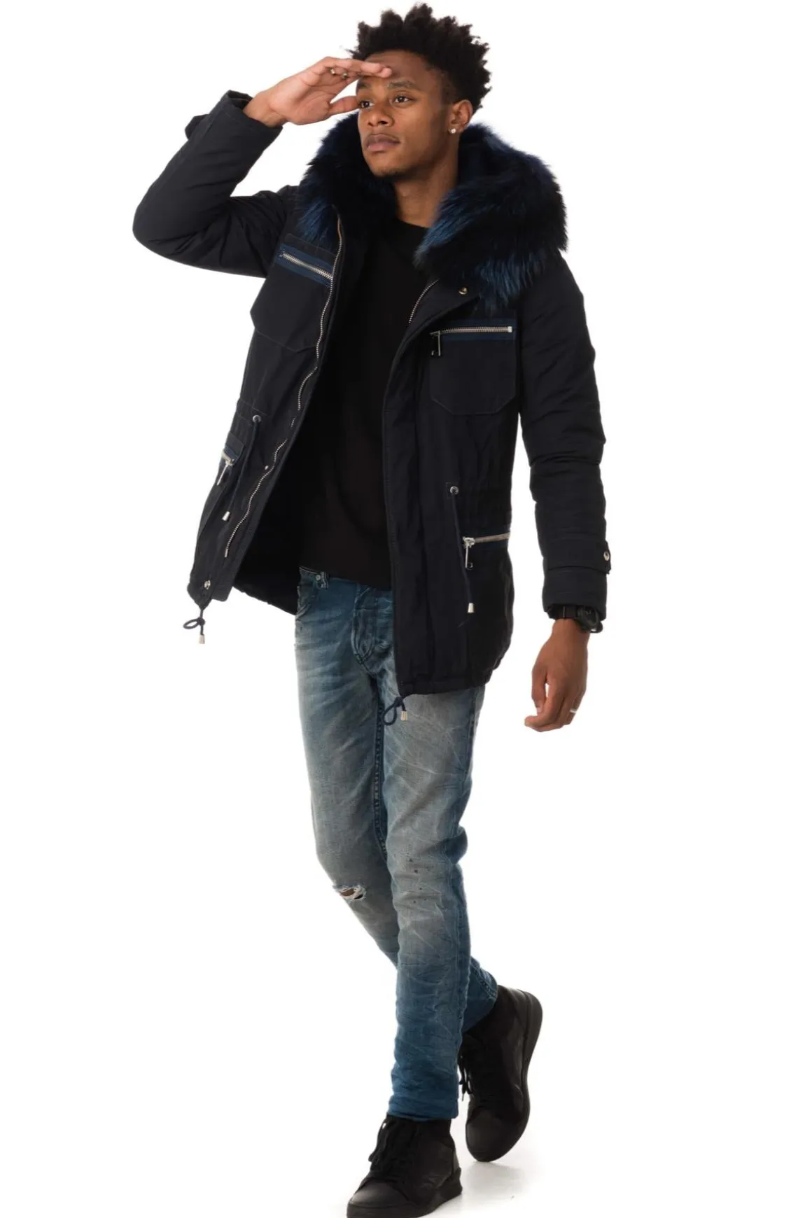 Blouson Homme Wild Arctic By Flo & Clo Robin Bob Tex + Fur Blu