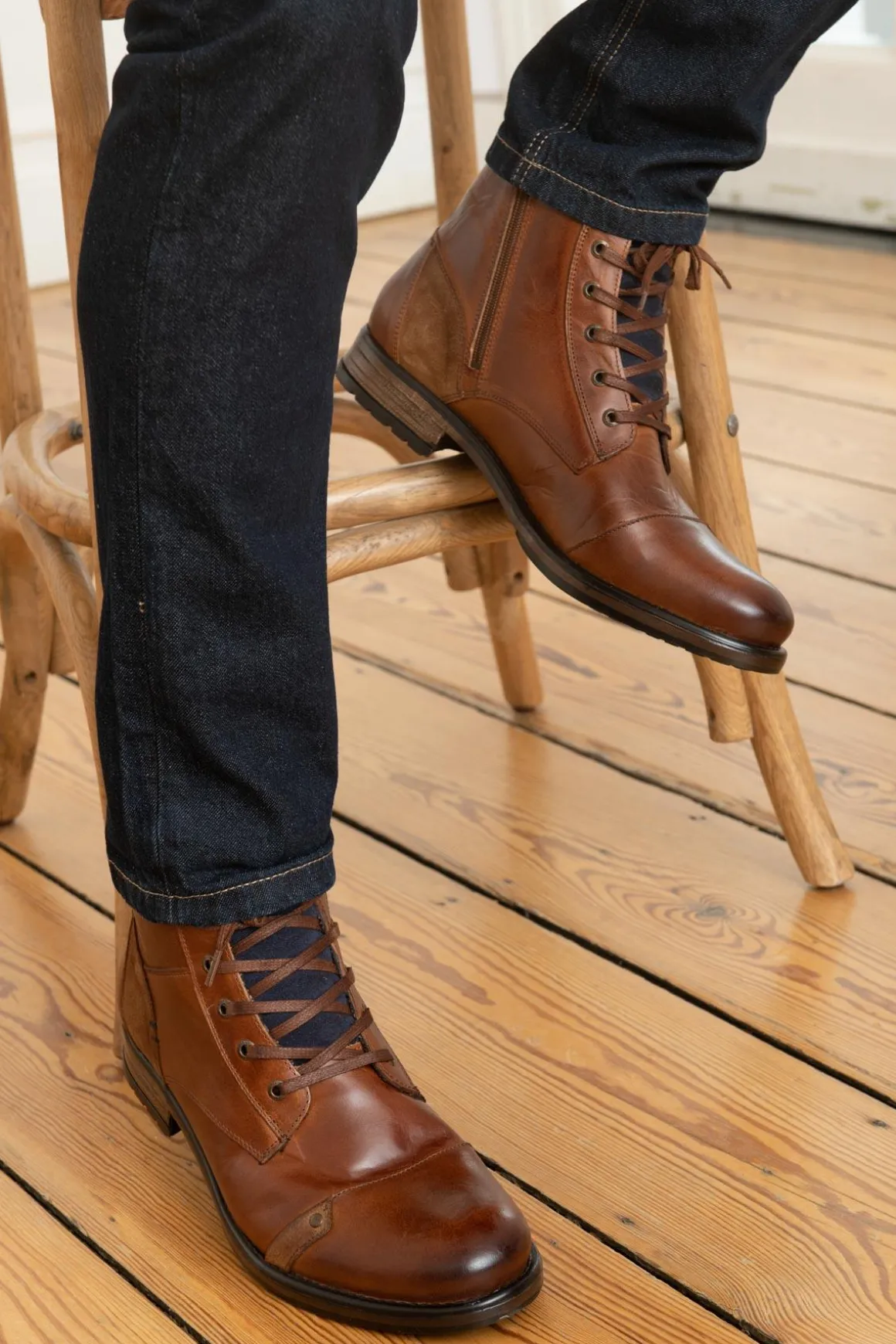 Boots / Bottes Homme Redskins Yani Cognac Marine