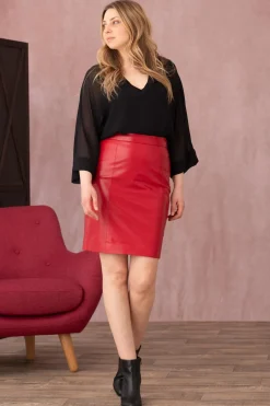 Jupe/Robe Femme Cityzen Melinda Agneau Perle Rouge