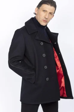 Manteau Homme Schott Caban 740C Navy
