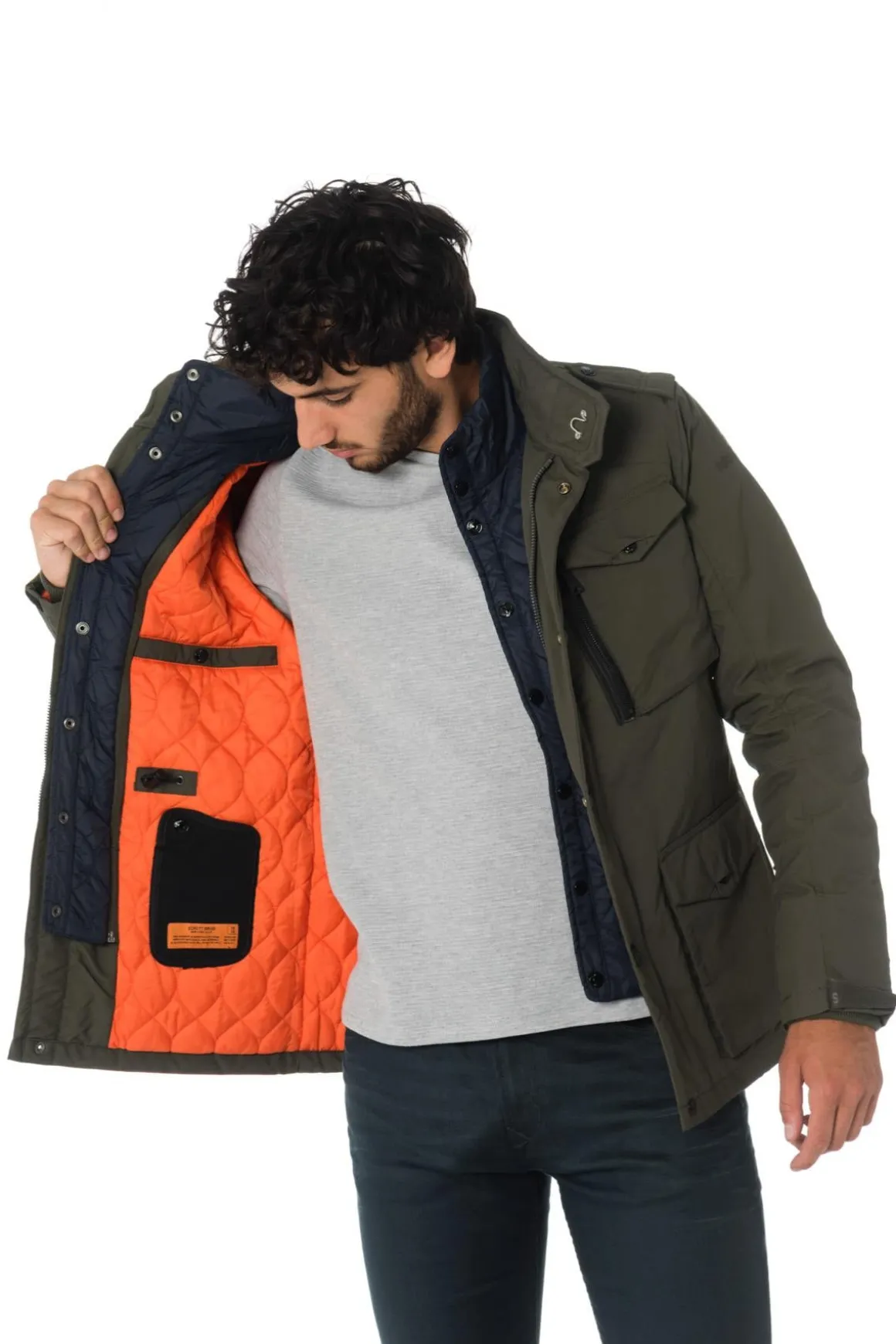 Manteau Homme Schott Field Kaki