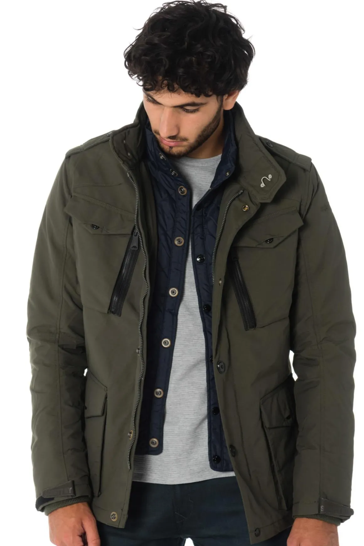 Manteau Homme Schott Field Kaki