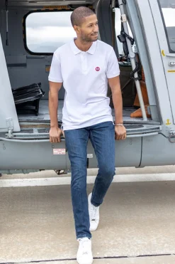 Polo Homme Marine Nationale Aeronef Mn White