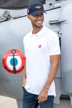 Polo Homme Marine Nationale Aeronef Mn White