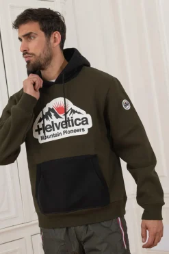 Pull/Sweatshirt Homme Helvetica Mountain Pioneers Wingo Kaki