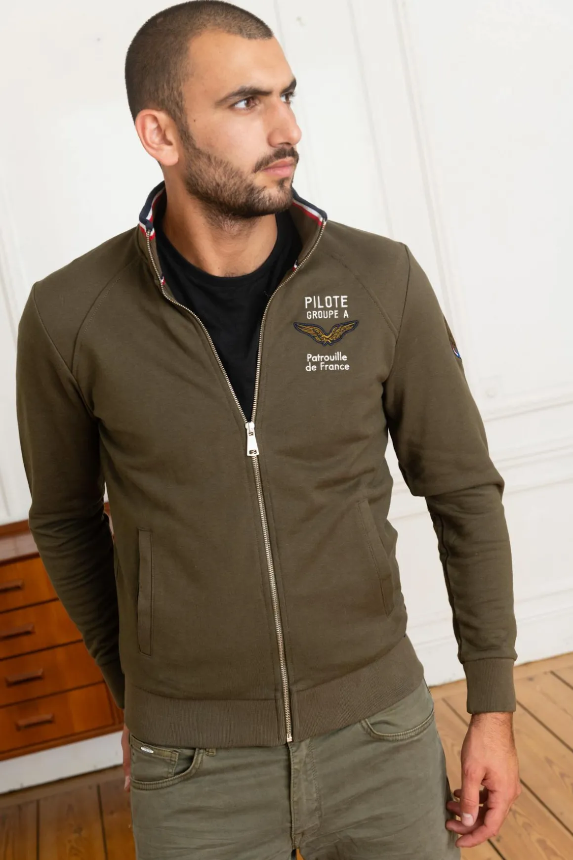Pull/Sweatshirt Homme Patrouille De France Active French Khaki