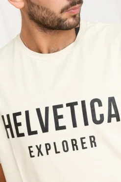 Tee Shirt Homme Helvetica Mountain Pioneers Barwin Cream