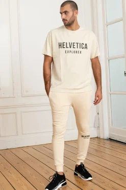 Tee Shirt Homme Helvetica Mountain Pioneers Barwin Cream
