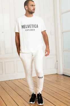 Tee Shirt Homme Helvetica Mountain Pioneers Barwin White