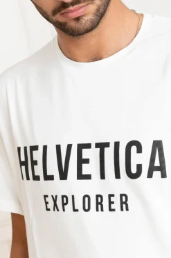 Tee Shirt Homme Helvetica Mountain Pioneers Barwin White