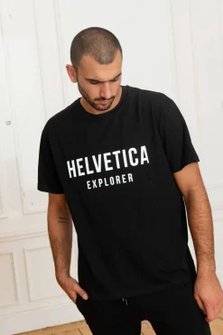Tee Shirt Homme Helvetica Mountain Pioneers Barwin Black