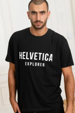 Tee Shirt Homme Helvetica Mountain Pioneers Barwin Black