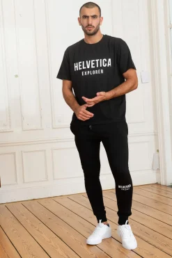 Tee Shirt Homme Helvetica Mountain Pioneers Barwin Black