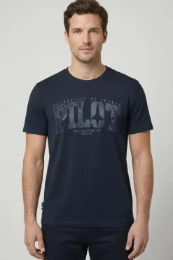 Tee Shirt Homme Patrouille De France Pilote Mercerise Navy Blue