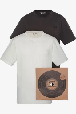 Tee Shirt Homme Schott Tsbase01 Washed Black / Off White