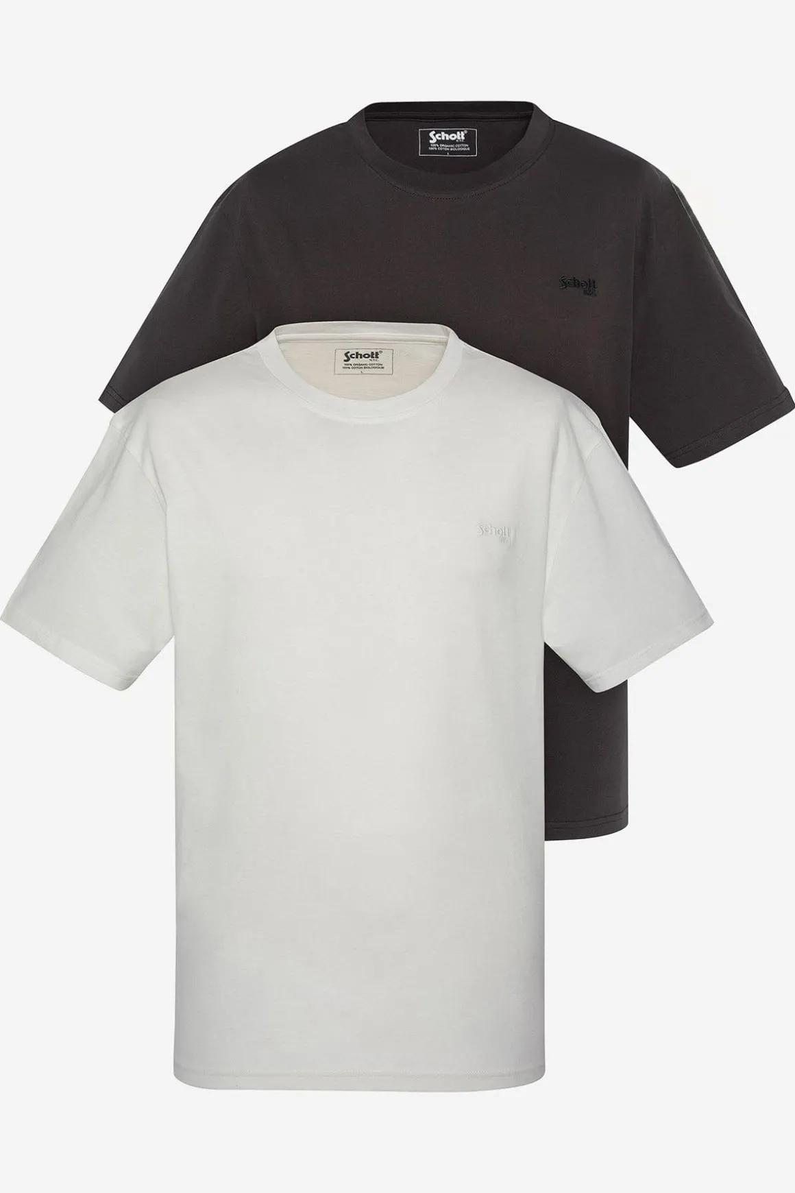 Tee Shirt Homme Schott Tsbase01 Washed Black / Off White