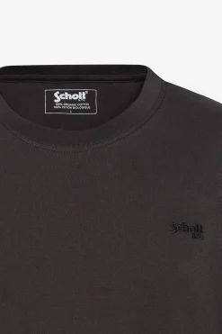 Tee Shirt Homme Schott Tsbase01 Washed Black / Off White