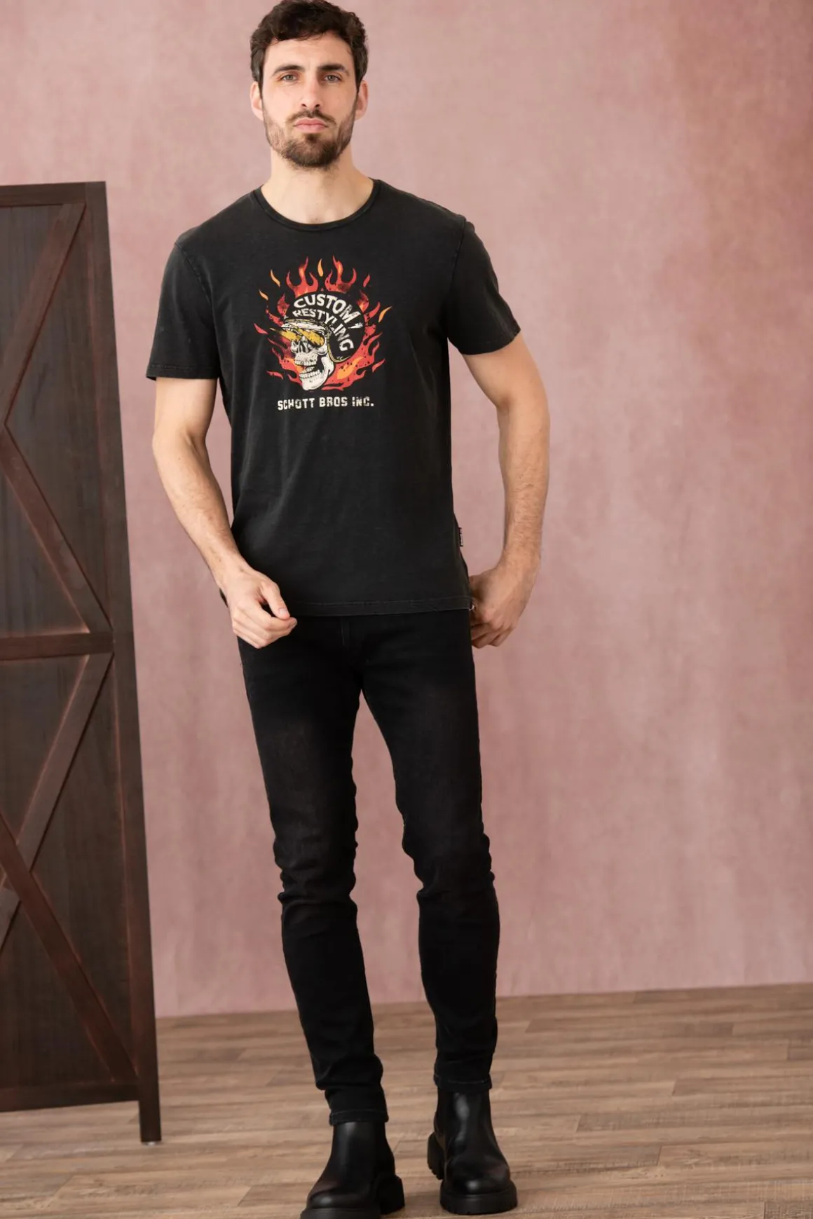 Tee Shirt Homme Schott Tselis Black